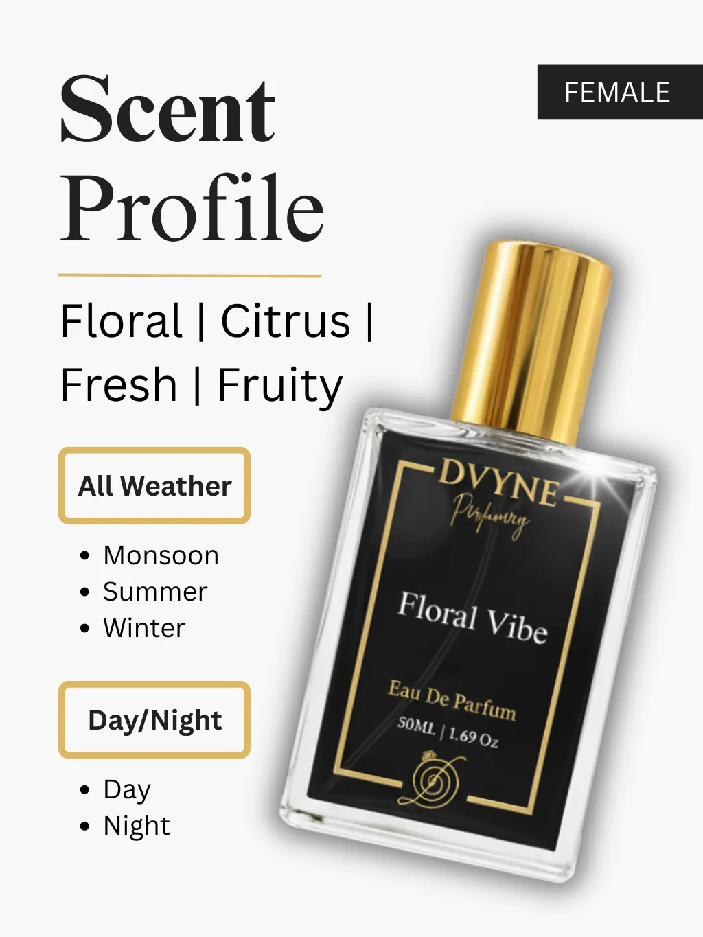 2. Dvyne Perfumery Floral Vibe – Impression of Gucci Flora, Premium Long-Lasting Perfume for Women - Scent Profile