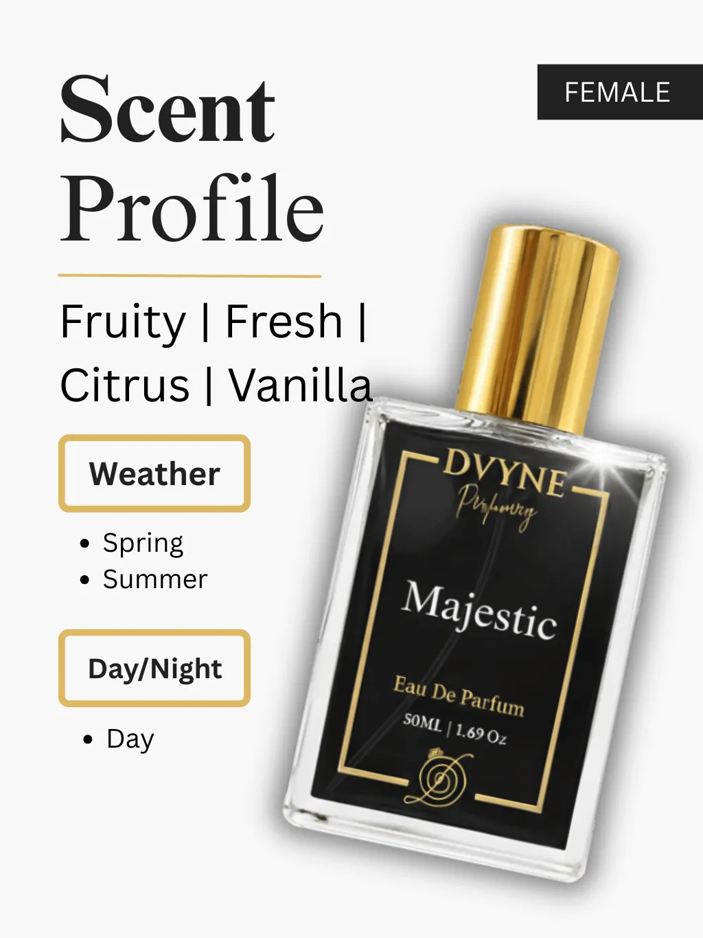 2. Dvyne Perfumery Majestic – Impression of Bombshell Victoria's Secret, Premium Long-Lasting Perfume for Women - Scent Profile