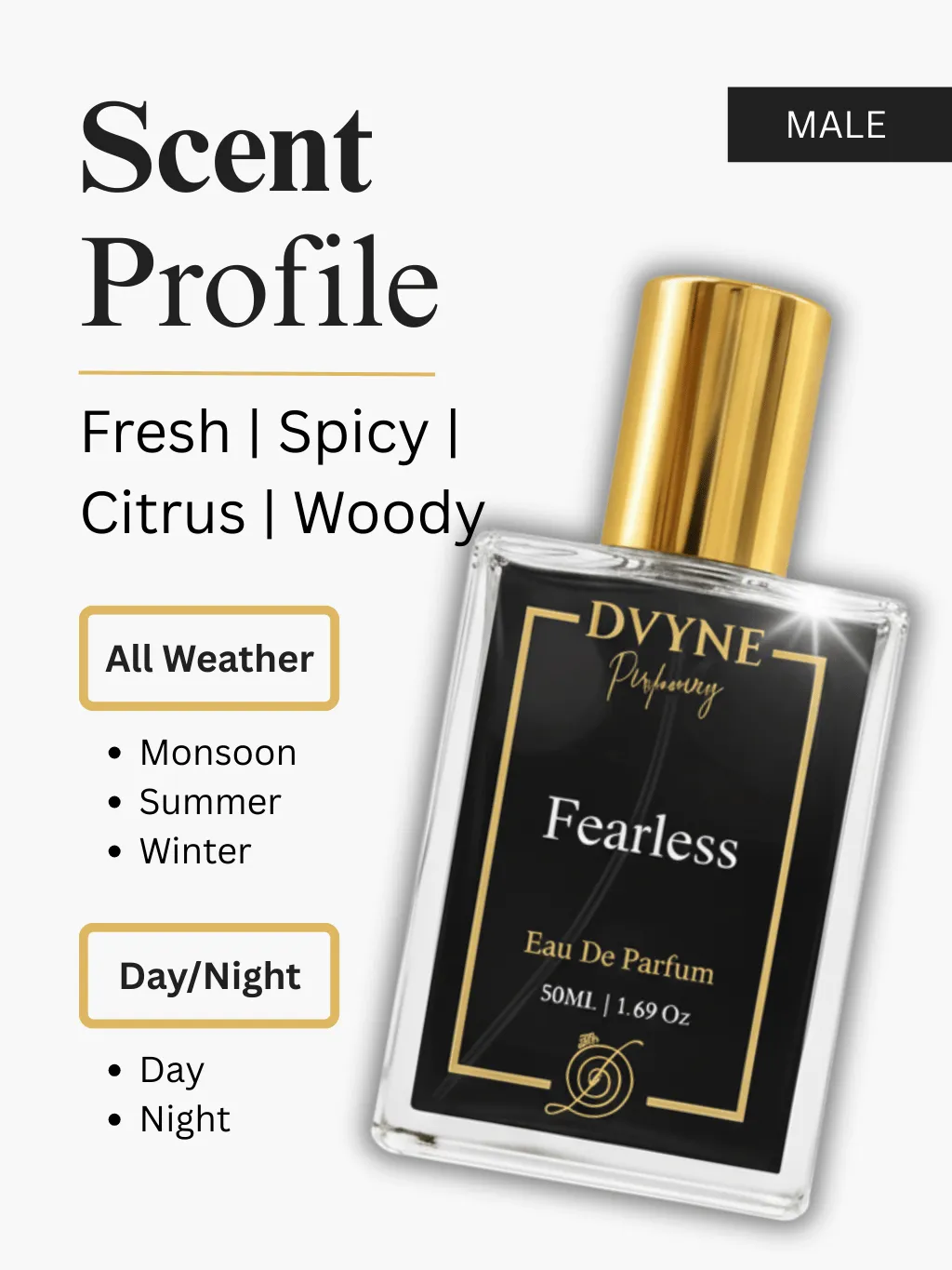 Dvyne Perfumery Fearless - Impression of Azzaro Wanted Premium Long Lasting Perfume Scent Profile
